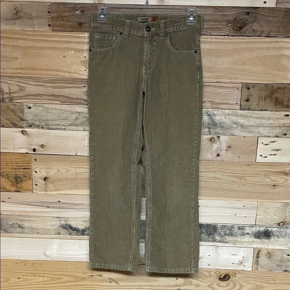 Old Navy size 10 Dark Khaki Color Soft Corduroy Straight Pants with Pockets